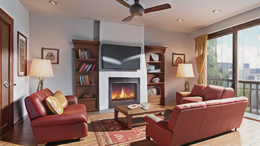 屋外テラスと統一されたリビング